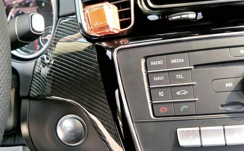 Panel de consola central de fibra de carbono 7 piezas embellecedores interiores para Benz GLE43 GLE63 15-19 Foto 2 de 4