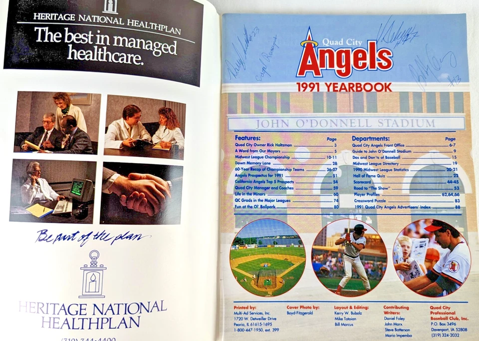 Quad City River Bandits 1991 Angels Baseball Souvenir Anuário Autógrafos RARO - Imagem 3 de 4