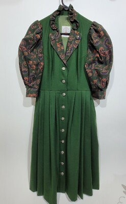 Krüger Dirndl schwarz mit Puffärmel Octoberfest Dirndl mit Schürze Gr.38 Vintage