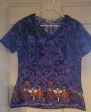 Halloween Print Ladies Scrub Top Size Medium Landau Brand