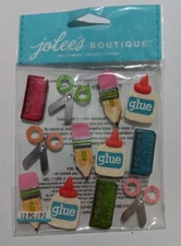 EK Success Jolees Dimensional Sticker ~ School Supplies Glitter Repeats