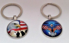 American Flag Key Chain Patriotic Vet 4th Of July USA Veteran Great Gift for Men