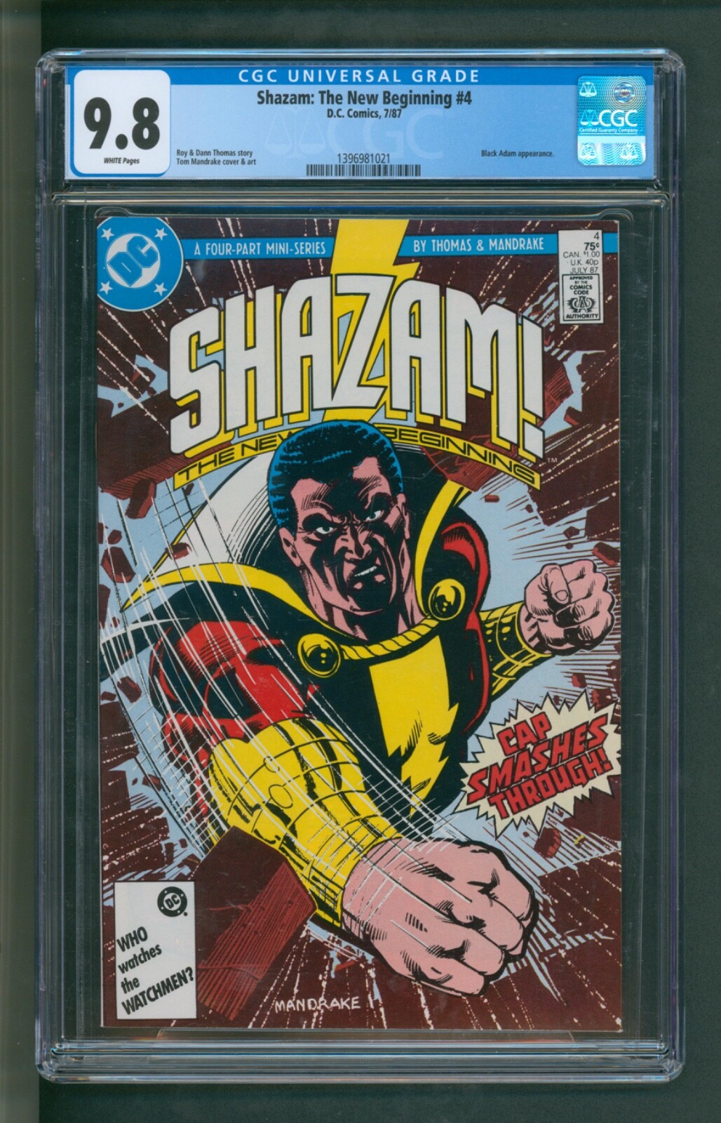 Shazam: The New Beggining #4 CGC 9.8 W 1987 | Black Adam Appearance!