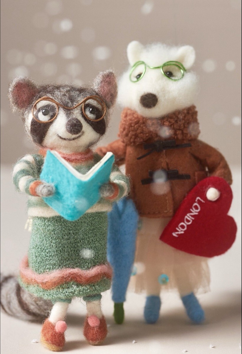 NEW ANTHROPOLOGIE ORNAMENT ASPEN SKI TRAVEL FOX HANDMADE FELT