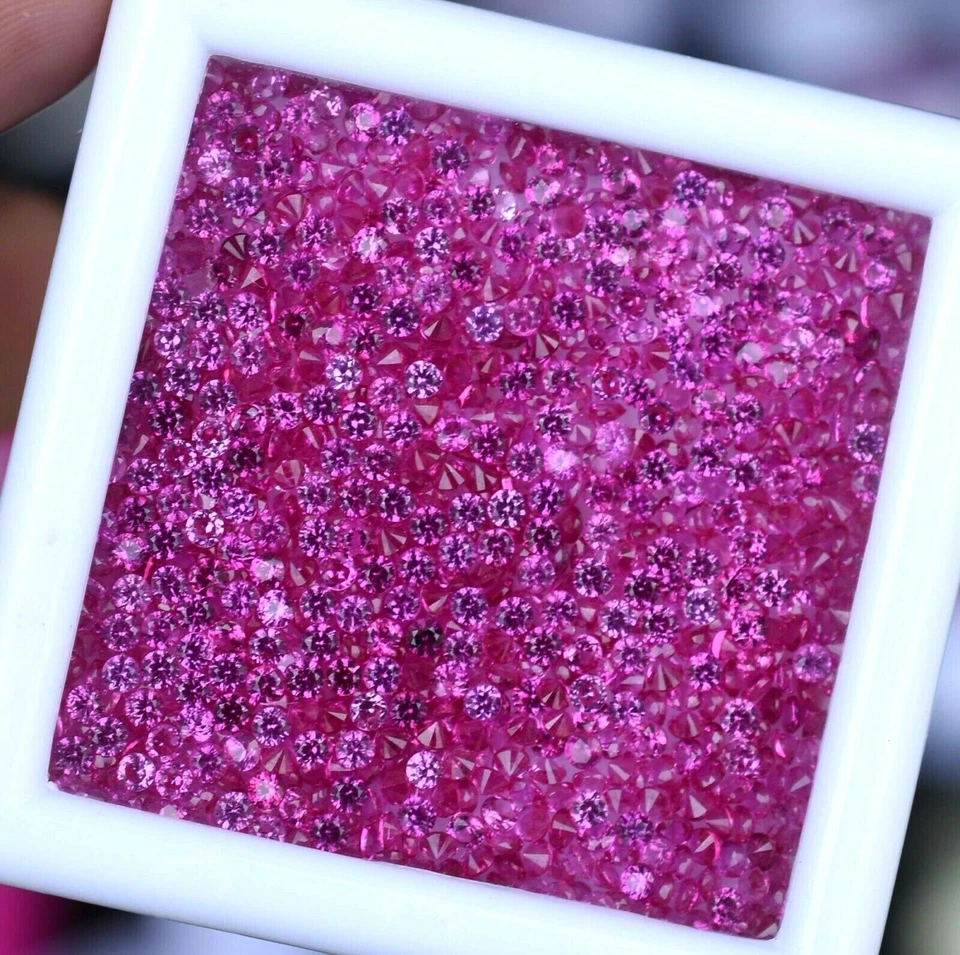 Rubí rosa birmano natural sin tratar 581 piezas piedra preciosa tratada redonda certificada Foto 4 de 4