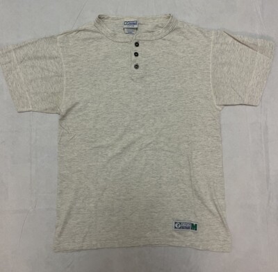 Vintage Discus Athletic Heathered Gray Button Henley Tee T-Shirt