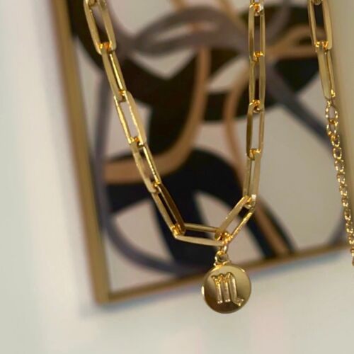 18k Gold Filled Zodiac Paper Clip Pendant Necklace 16" and 18" - Picture 9 of 9