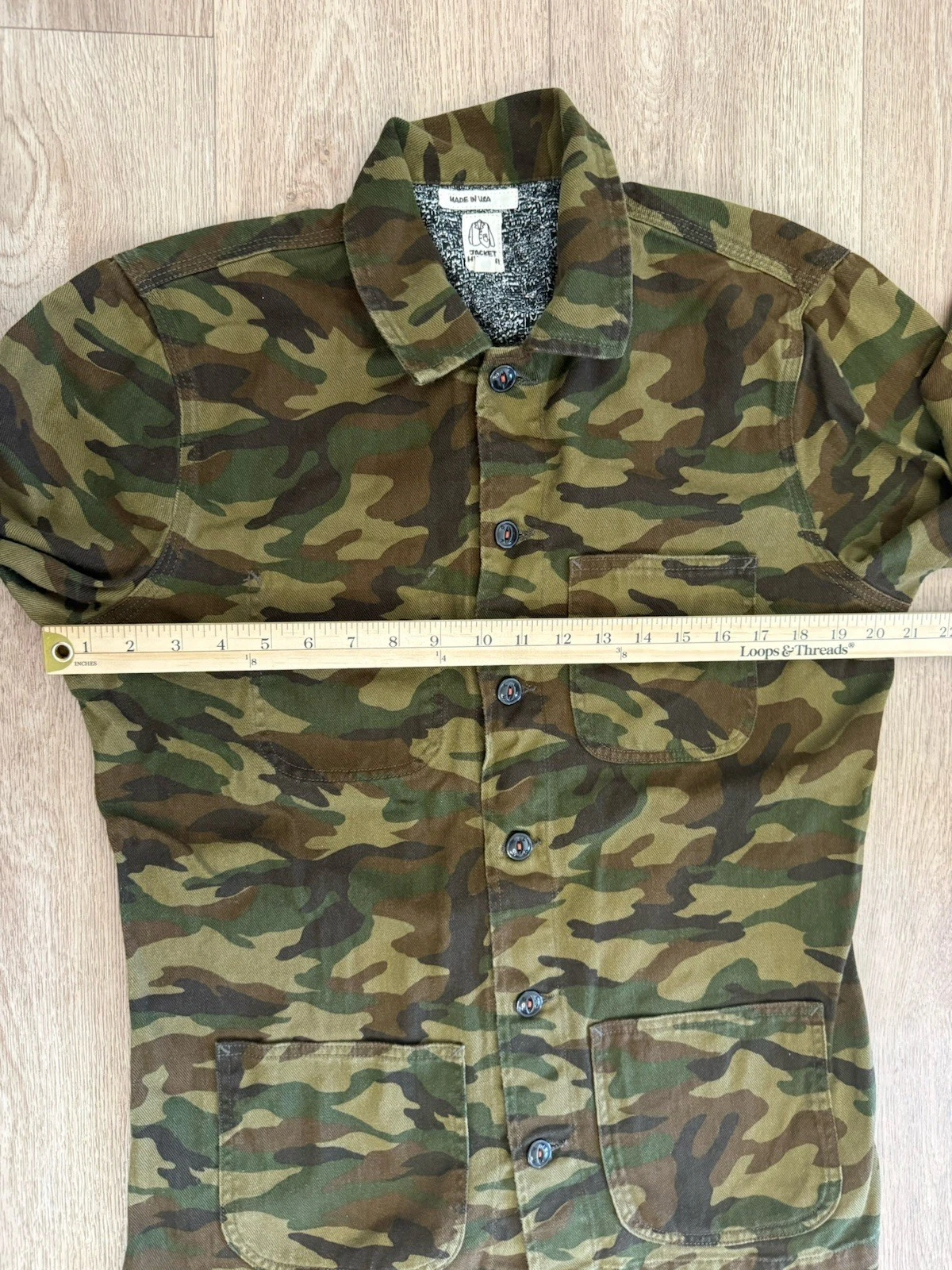 Hiroshi Kato The Vice Camouflage Chore Jacket Green Black Shacket Men M - product detail image 4