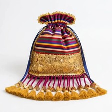 Handcrafted Multicolor Indian Potli Bag, Traditional Sequin Wedding Bag