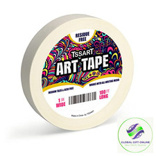 White Art Tape Medium Tack - Masking Artists Tape for Drafting Art Watercolor Pa