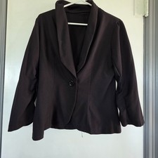 Women's Large Black Shawl Collar Single Button Lightweight Blazer