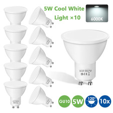 🔥10 Pack GU10 LED Bulbs 5W Cool White 6500K spotlight120° ECO 5W NonDimmable UK