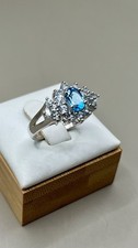 Gr. 57 Silber Ring 925 mit blau Topas und Wei...