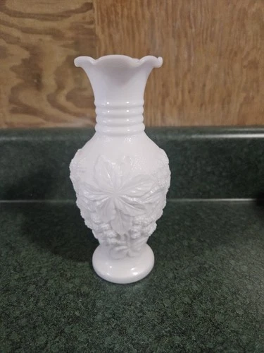 Vintage Imperial Glass Milk Glass Loganberry 6"  Vase