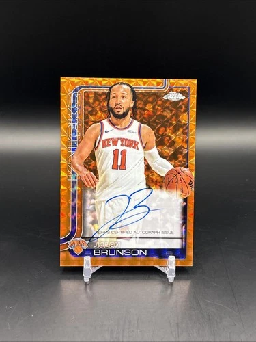 JALEN BRUNSON 2025 TOPPS CHROME BASKETBALL ORANGE AUTO #d 1/25 COLOR MATCH 👑