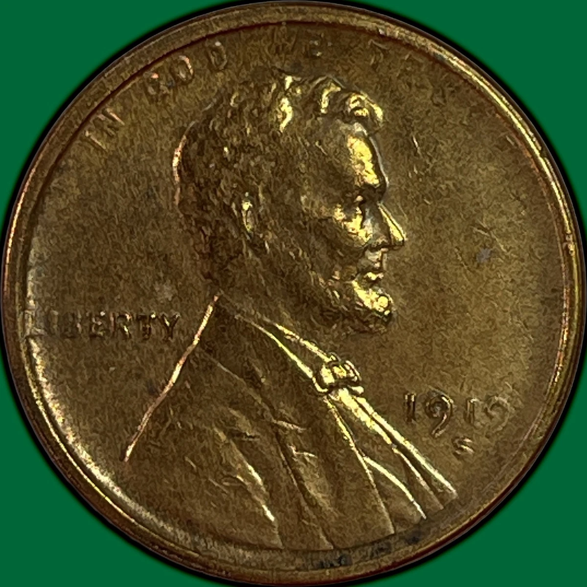 Circulated San Francisco 1919 Year Lincoln Wheat US Small Cents