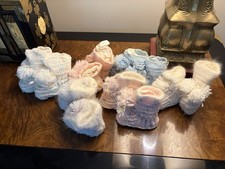 Vintage Hand Crochet Baby Booties, 6 Pair Lot