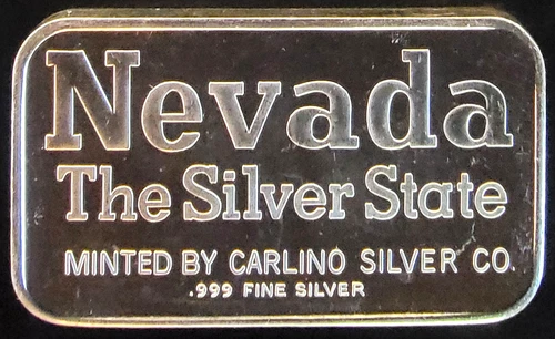 Nevada State Store Carlino Mint Prospector Vtg Bullion-0.999 Silver 1 Oz Art Bar