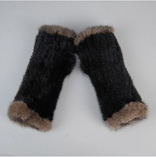 Knitted Warm Gloves Real Farm Mink Fur Fuzzy Gloves Winter Fingerless Mittens