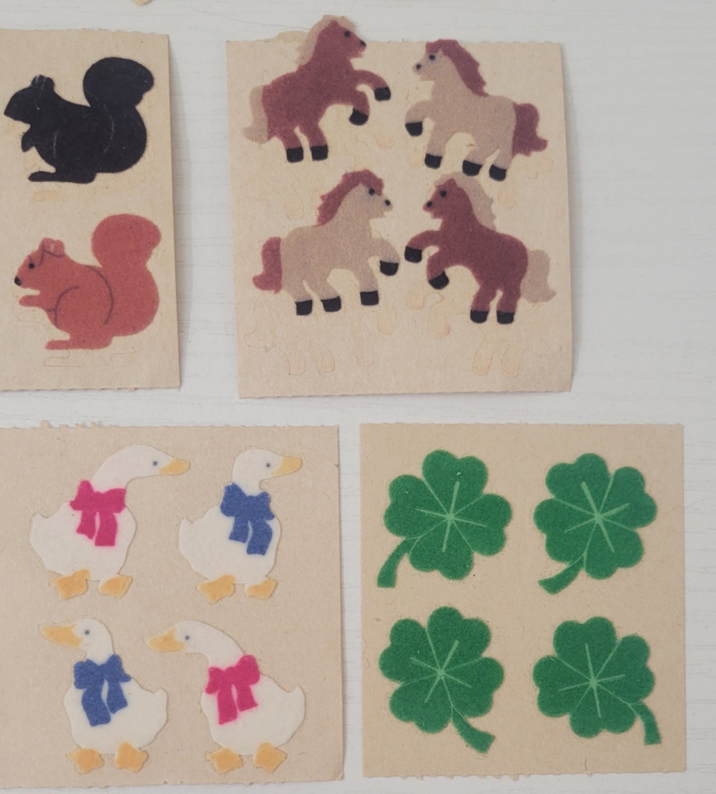 VTG Sandylion Fuzzy Sticker Mods Otters Skunk Pony Cat Brown Backing RARE 1980s