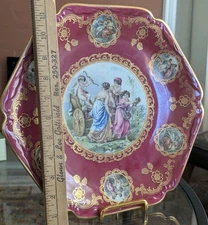 Antique Mitterteich Bavaria Germany Charger Plate Courting Couple Rococo Style