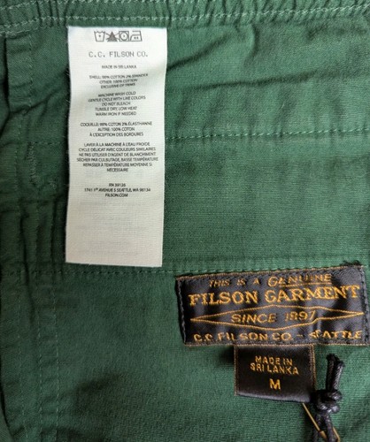 CC Filson Granite Mountain Pull On Shorts Pineneedle Green Canvas Hiking M NWT - Picture 10 of 14