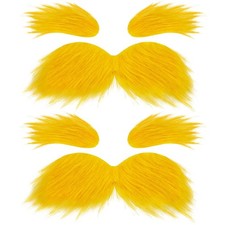 2 Sets Yellow Mustache and Eyebrows,Self Adhesive Regular size,
