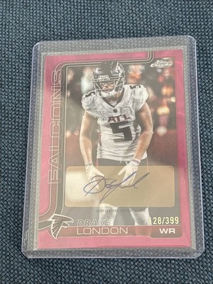 Drake London Magenta Lava  /399 Auto 2025 Topps Chrome Football Falcons #BA-DL