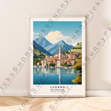 Lugano Svizzera Viaggi Poster Illustrazione Stampa Grafica Regalo senza Cornice