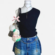 J.Crew Black Fuzzy One Shoulder Top Women’s XS NWT