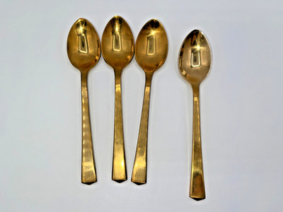 4 Pcs Dirigold Dirilyte Teaspoons Gold-tone Bronze Flatware Sugar Teaspoon