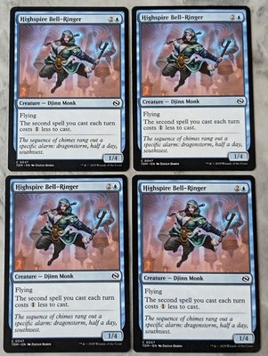 Highspire Bell-Ringer (PLAYSET X4) MTG TDM | Blue Creature Djinn Monk Pauper EDH