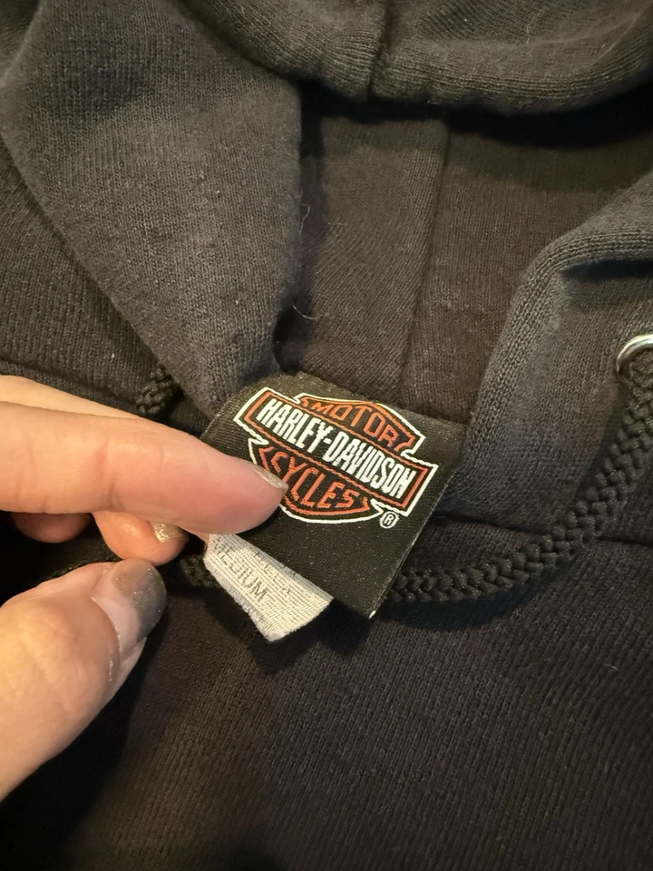 Vintage 80s Chrome Flames Harley Davidson Zip Up Hoodie - Image 3 of 4