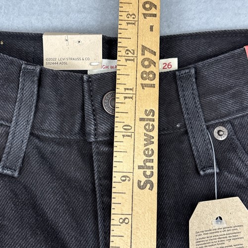 NEW Levi's High Waisted Mom Jeans Womens 26x27 Black Distressed Grunge Tapered - Picture 9 of 17