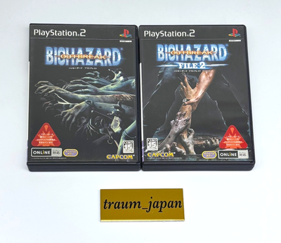 PS2 Resident Evil Biohazard Outbreak 1 & File 2 game set Japan