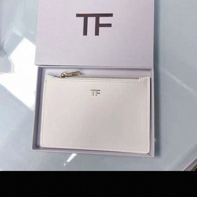 Tom Ford Black Vegan Leather Zipper Wallet Pouch Card Holder BNIB Authentic