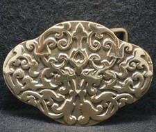 XB03165 NICE VINTAGE 1970s ABSTRACT ARTWORK UNISEX FASHION BRASS BELT BUCKLE