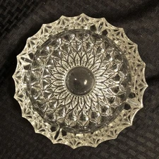 Vintage Round Clear Cut Glass Ashtray 7” Gorgeous !