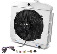 3 Row Aluminum Radiatorfan Shroudrelay For 1955-1957 Chevy 150210bel Air 3 Row Aluminum Radiatorfan Shroudrelay For 1955-1957 Chevy 150210bel Air