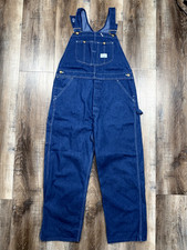 Vintage 70s Sears Tradewear Bib Overalls 40x30 Union Made In USA Brass Buttons