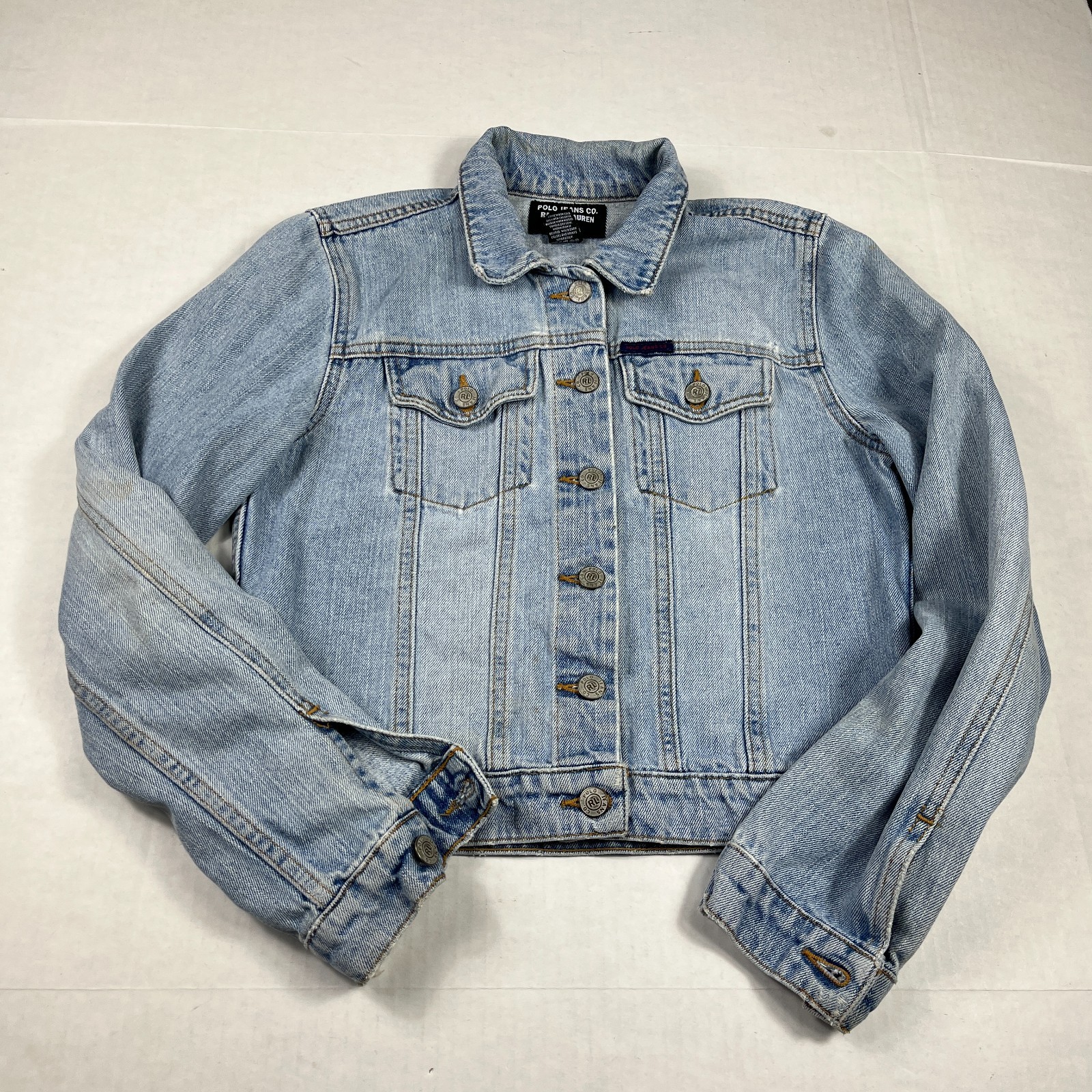 Polo Ralph Lauren Womens Vintage Jean Denim Jacket Blue Cropped Y2K 90s Retro M