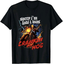 Black Motorcycle Graphic Print Cotton Crew Neck Short Sleeve Men's T-Shirt S
