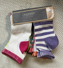 Sonoma Girls 7-pairs Socks Quarter Cut Knit Large Shoe Size : 4-10 Stripes