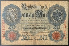 1910 GERMANY PAPER MONEY - 20 MARK BANKNOTE!
