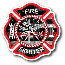 Thin Red Line Firefighter Maltese Cross Decal Sticker Car Truck Support Firemen