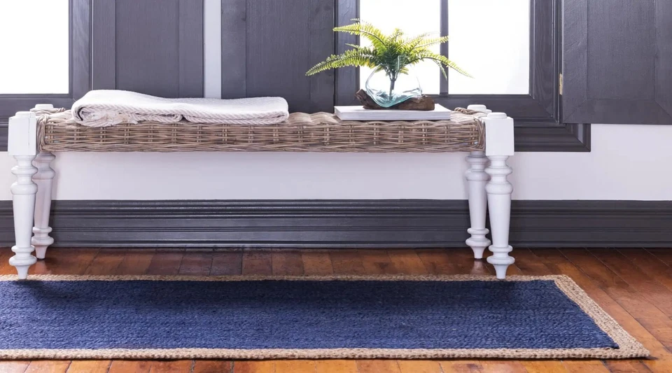 Rug Jute Beige Border Handmade Braided Living Room Kitchen Farmhouse Floor Rug - Image 3 of 4