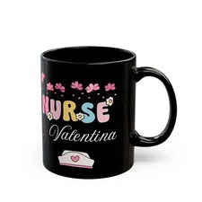 Personalized Nurse Mug - Gift for Nurses, Custom Coffee Cup, Floral Design,