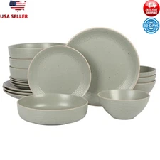 Stoneware Dinnerware Set Service Four Durable Plates Bowls Versatile Tableware