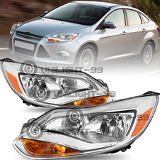 For 2012 2013 2014 Ford Focus Halogen Headlights Headlamps Assembly Lr W Bulbs