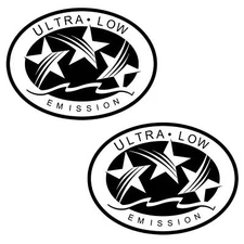 Ultra Low Emission 3 Star CA DOT Outboard Graphic Sticker White 3.11"x 2.28" 2X